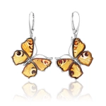Kolczyki srebrne motyle z bursztynem Big Butterfly Love
