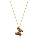 Zawieszka srebrna pozłacana motyl z bursztynem mini Butterfly Touch