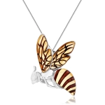 Zawieszka srebrna szerszeń z bursztynem hornet