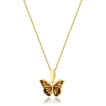 Zawieszka srebrna pozłacana motyl z bursztynem mini Butterfly Kiss
