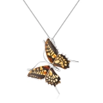 Zawieszka srebrna motyl z bursztynem Butterfly Gleam