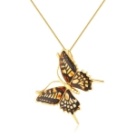 Zawieszka srebrna pozłacana motyl z bursztynem Butterfly Gleam