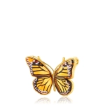 Broszka srebrna pozłacana motyl z bursztynem bałtyckim Butterfly Monarch