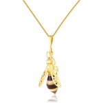 Zawieszka srebrna pozłacana pszczoła z bursztynem medium Bee