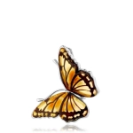 Broszka srebrna motyl z bursztynem Butterfly Kiss