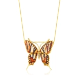 Zawieszka srebrna pozłacana motyl z bursztynem Butterfly Breath