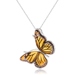 Zawieszka srebrna motyl z bursztynem bałtyckim Butterfly Monarch