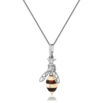 Zawieszka srebrna pszczoła z bursztynem mini Bee