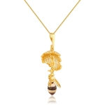 Zawieszka srebrna pozłacana pszczoła z bursztynem mini Busy Bee