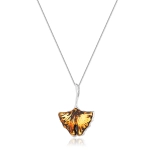 Zawieszka srebrna liść miłorzębu z bursztynem mini Ginkgo Leaf