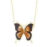 Zawieszka srebrna pozłacana motyl z bursztynem Butterfly Touch