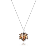 Zawieszka srebrna liść klonu z bursztynem mini Maple Leaf