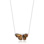 Zawieszka srebrna motyl z bursztynem mini Butterfly Rustle