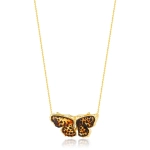 Zawieszka srebrna pozłacana motyl z bursztynem mini Butterfly Rustle