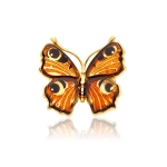 Broszka srebrna pozłacana motyl z bursztynem mini Butterfly Love
