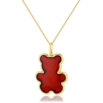 Wisiorek srebrny pozłacany miś z bursztynem big Teddy Bear II