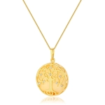 Wisiorek srebrny pozłacany drzewo życia z cyrkonią i bursztynem Tree of Life