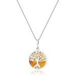 Wisiorek srebrny drzewo życia z koniakowym bursztynem Tree of Life