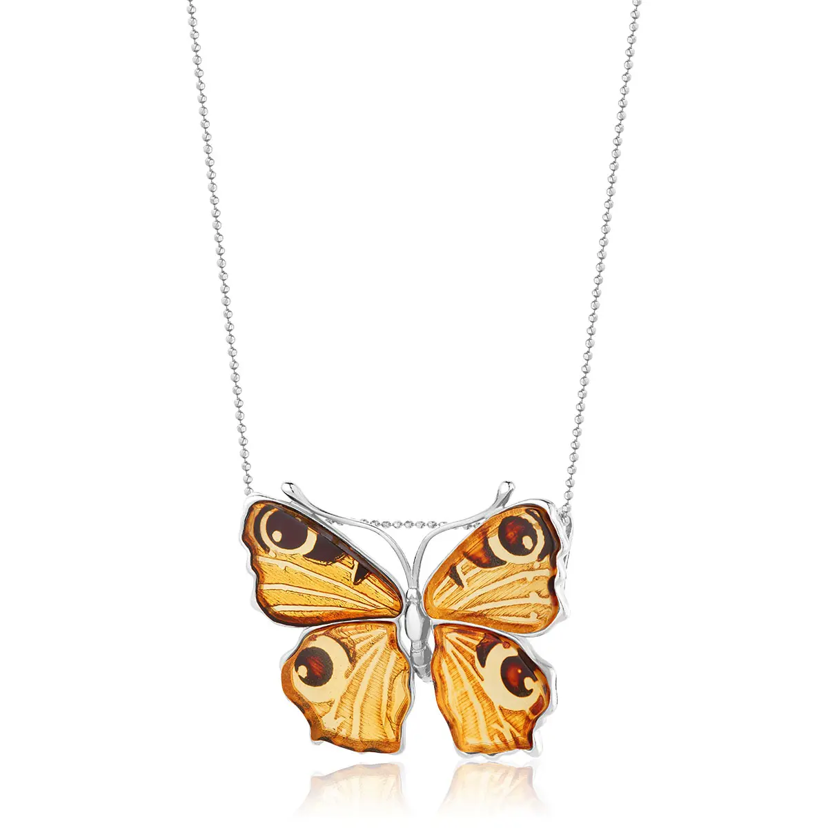 Zawieszka srebrna motyl z bursztynem Butterfly Love